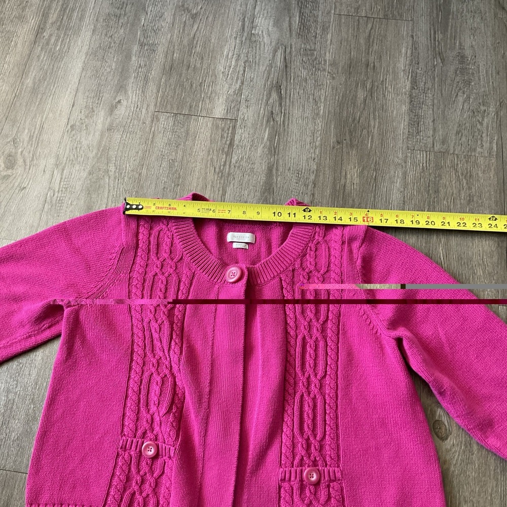 Van Heusen For Her Fuchsia Pink Cable Knit Cardigan Sweater XL Cotton - Picture 2 of 10